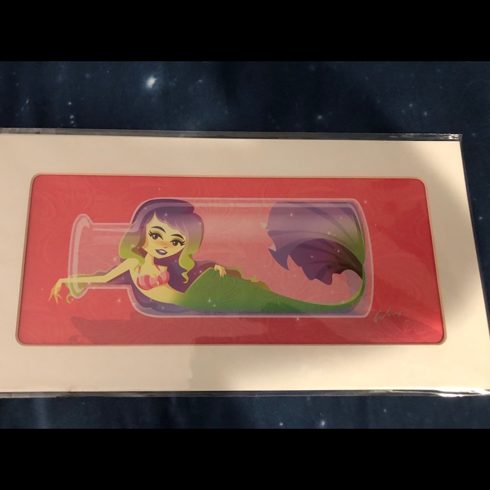 Mermaid in a bottle print signed by Erin Leong